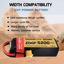 DXF Lipo Battery 4S 14.8V 5200mAh 100C Graphene Softcase with EC5 / T / TRX / XT60 / XT90 / XT150 / Q8s Plug for RC 1/8 1/10 Buggy Truck Car Off-Road Drone