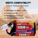 DXF 1350mAh 4S 140C 14.8V Lipo Battery Pack for FPV LiPo Battery