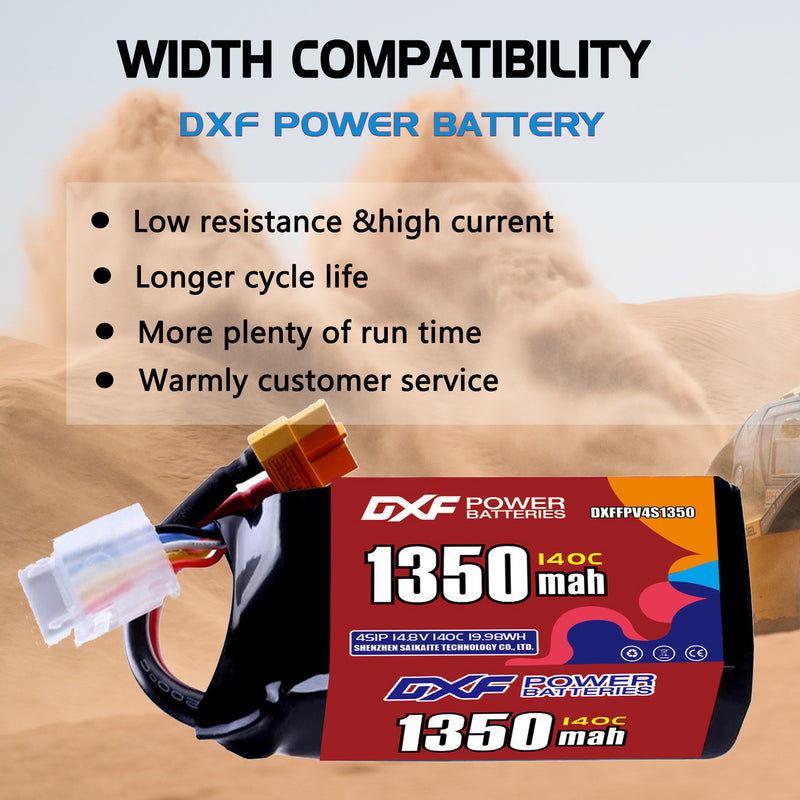 DXF 1350mAh 4S 140C 14.8V Lipo Battery Pack for FPV LiPo Battery
