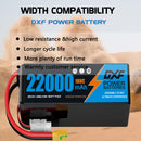 DXF LiPo Battery 6S 22.2V 22000mAh 100C Graphene Softcase Blue with EC5 / T / TRX / XT60 / XT90 / XT150 / Q8s Plug for RC 1/8 1/10 Buggy Truck Car Off-Road Drone