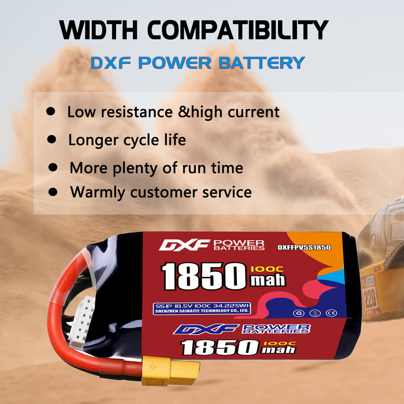 DXF 1850mAh 5S 100C 18.5V Lipo Battery Pack for FPV LiPo Battery