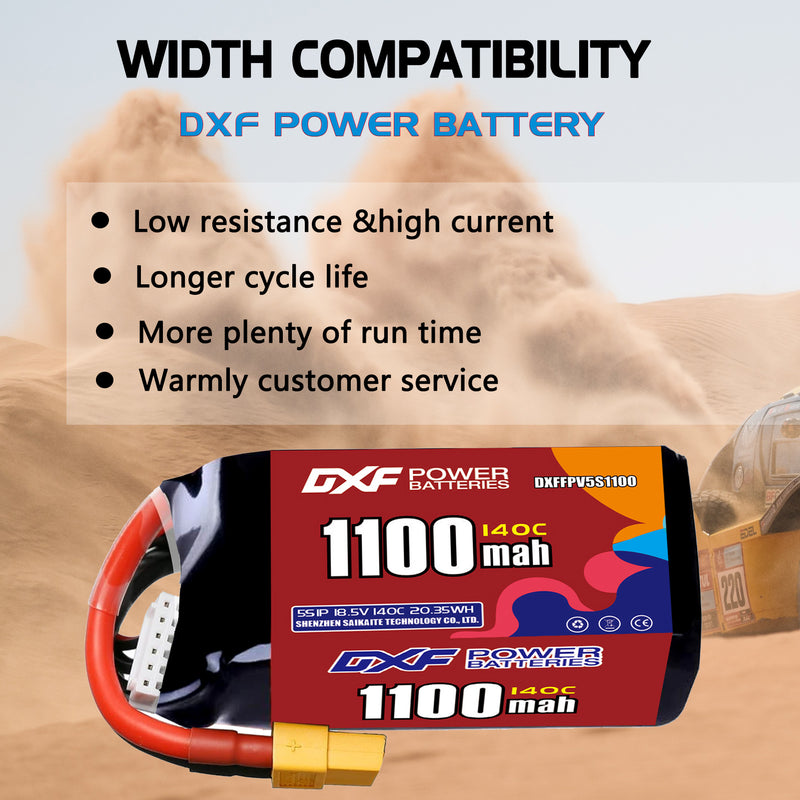 DXF 1100mAh 5S 140C 18.5V Lipo Battery Pack for FPV LiPo Battery