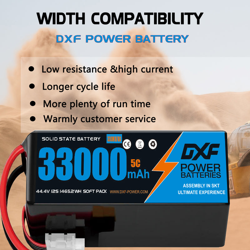 (CN)DXF 12S Lipo Battery 44.4V 10C 33000mAh Soft Case Battery  for Drone UAV FPV Car Truck Tank RC Semi solidstate Battery Racing Hobby