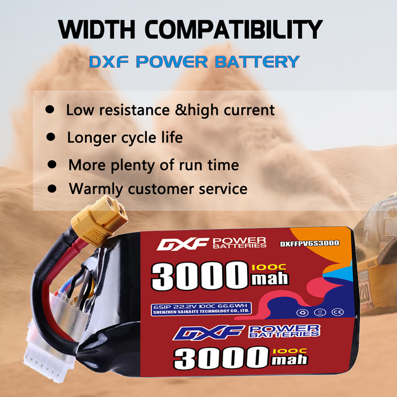 DXF 3000mAh 6S 100C 22.2V Lipo Battery Pack for FPV LiPo Battery