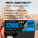 DXF SEMI-SOLID 12S 44.4V 12000mAh 15C Soft Case LiPo Battery with 8AWG Wire for Toy Cars, Boats, UAVs & Drones (1-6 Pack)
