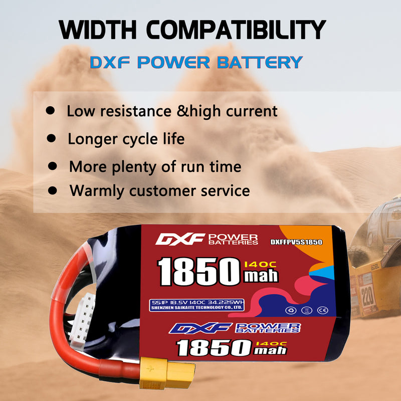 DXF 1850mAh 5S 150C 18.5V Lipo Battery Pack for FPV LiPo Battery