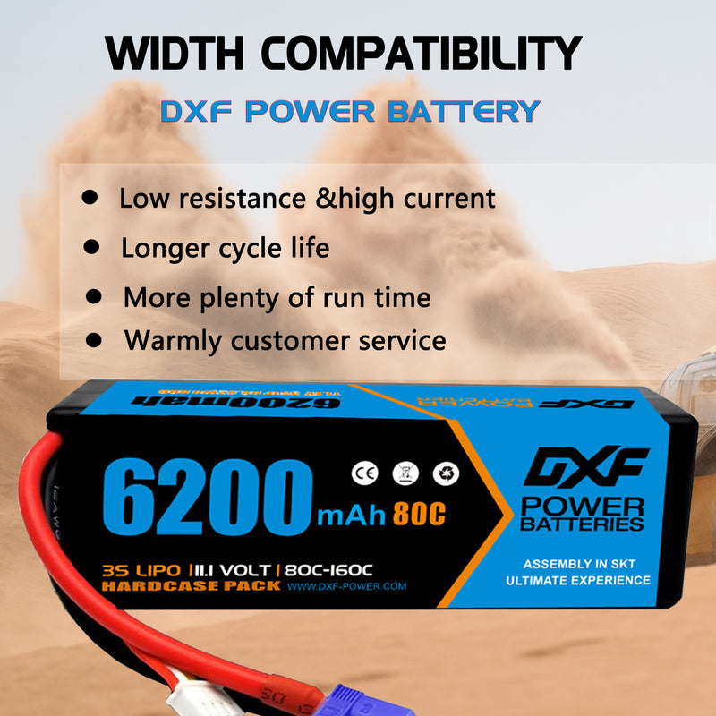 (CA)DXF Lipo Battery 3S 11.1V 6200MAH 80C  lipo Hardcase EC5 Plug for Rc 1/8 1/10 Buggy Truck Car Off-Road Drone