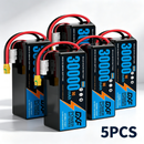 DXF SEMI-SOLID 6S 22.2V 30000mAh 5C Soft Case LiPo Battery with 8AWG Wire for UAVs & Drones (1-6 Pack)