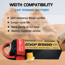 DXF LiPo Battery 4S 14.8V 8500mAh 150C Graphene Softcase with EC5 / T / TRX / XT60 / XT90 / XT150 / Q8s Plug for RC 1/8 1/10 Buggy Truck Car Off-Road Drone