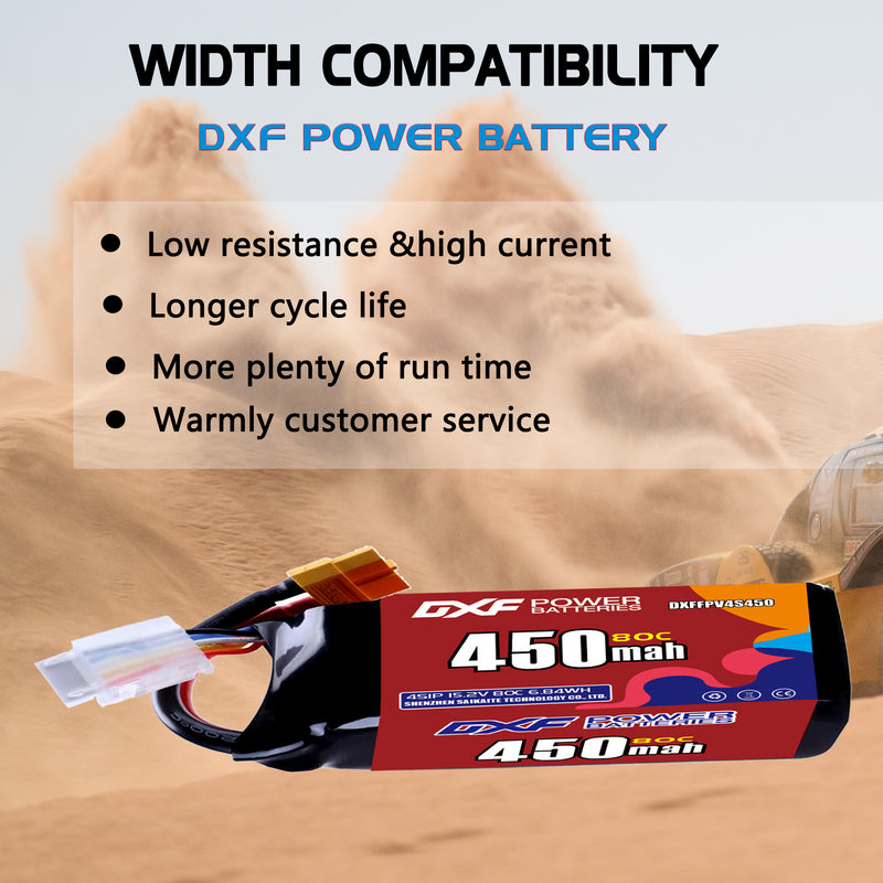 DXF 450mAh 4S 80C 15.2V Lipo Battery Pack for FPV LiPo Battery