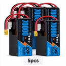DXF SEMI-SOLID 12S 44.4V 70000mAh 5C Soft Case LiPo Battery with 8AWG Wire for UAVs & Drones (1-6 Pack)