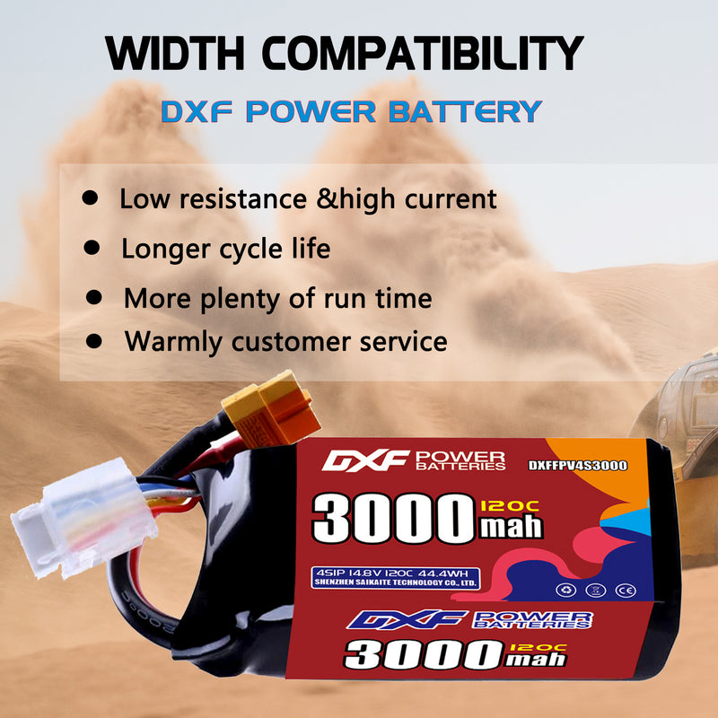 DXF 3000mAh 4S 120C 14.8V Lipo Battery Pack for FPV LiPo Battery