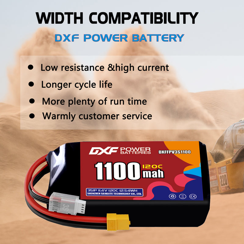 DXF 1100mAh 3S 120C 11.4V Lipo Battery Pack for FPV LiPo Battery