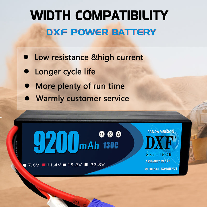 (PL)DXF Lipo Battery 3S 11.4V 9200MAH 130C Blue Series Graphene lipo Hardcase with EC5 Plug for Rc 1/8 1/10 Buggy Truck Car Off-Road Drone