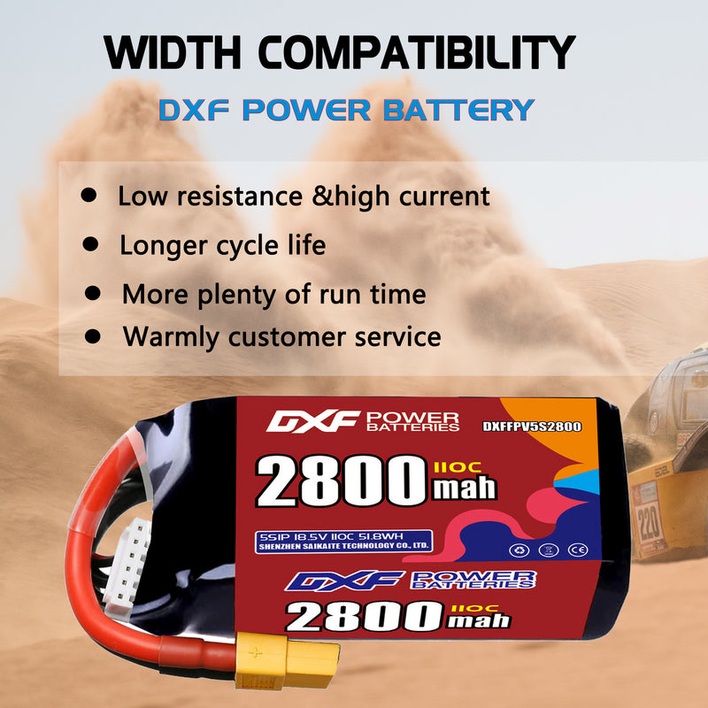 DXF 2800mAh 5S 110C 18.5V Lipo Battery Pack for FPV LiPo Battery