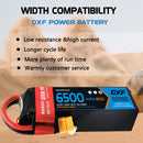 DXF Lipo Battery 4S 14.8V 6500mAh 80C Graphene Softcase with EC5 / T / TRX / XT60 / XT90 / XT150 / Q8s Plug for RC 1/8 1/10 Buggy Truck Car Off-Road Drone