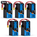 DXF SEMI-SOLID 12S 46.2V 34000mAh 15C Soft Case LiPo Battery with 8AWG Wire for Toy Cars, Boats, UAVs & Drones (1-6 Pack)