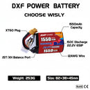 DXF 6S 22.2V 1550mAh 150C Gold Version Graphene LiPo Soft Case Battery with 12AWG XT60 Plug for RC Car Boat Airplane FPV Racing Drone (1-6 Pack Available)