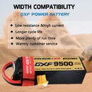 (CN)DXF 6S Lipo Battery 22.2V 150C 9500mAh Soft Case Battery with EC5 XT90 Connector for Car Truck Tank RC Buggy Truggy Racing Hobby