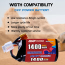 DXF 4S 14.8V 1400mAh 150C LiPo Battery for FPV Micro Drones (PH2.0 / JST / XT30 / SM / XT60 / EC5 / XT90 Options)