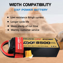 (CN)DXF 6S Lipo Battery 22.2V 150C 8500mAh Soft Case Battery with EC5 XT90 Connector for Car Truck Tank RC Buggy Truggy Racing Hobby