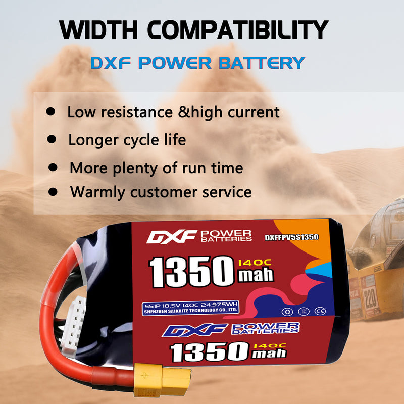 DXF 1350mAh 5S 140C 18.5V Lipo Battery Pack for FPV LiPo Battery