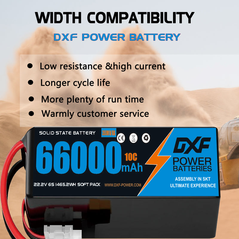 (CN)DXF 6S Lipo Battery 22.2V 10C 66000mAh Soft Case Battery  for Drone UAV FPV Car Truck Tank RC Buggy Truggy Racing Hobby