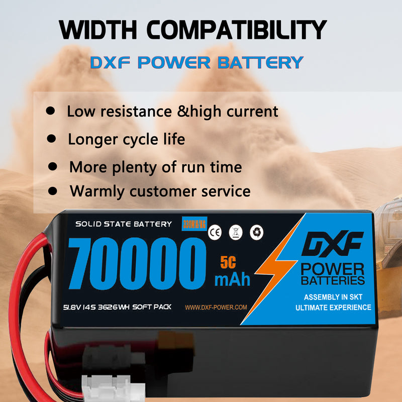 (CN)DXF 14S Lipo Battery 51.8V 10C 70000mAh Soft Case Battery  for Drone UAV FPV Car Truck Tank RC Semi solidstate Battery Racing Hobby