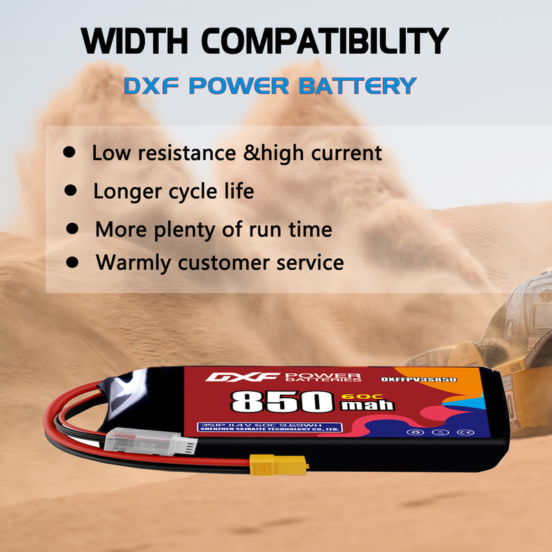 DXF 850mAh 3S 60C 11.4V Lipo Battery Pack for FPV LiPo Battery