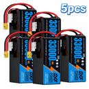DXF SEMI-SOLID 12S 44.4V 33000mAh 10C Soft Case LiPo Battery with 8AWG Wire for Toy Cars, Boats, UAVs & Drones (1-6 Pack)
