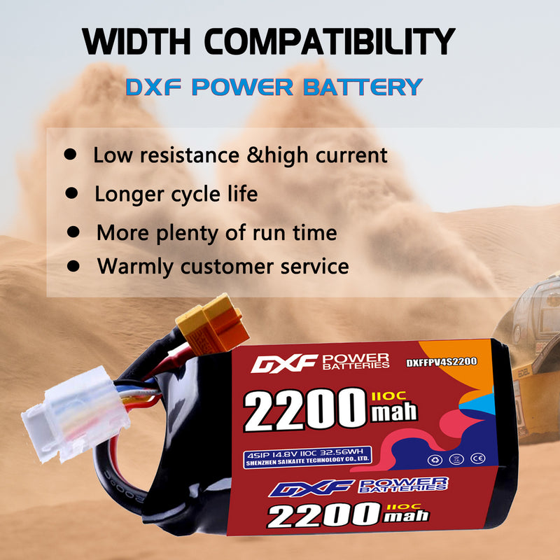DXF 2200mAh 4S 110C 14.8V Lipo Battery Pack for FPV LiPo Battery