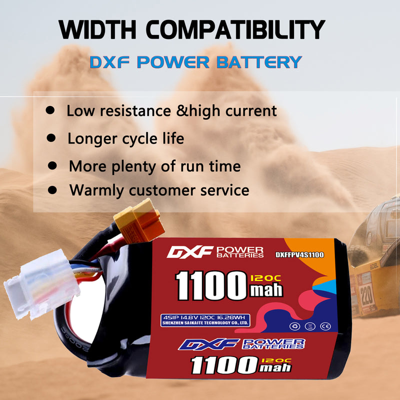 DXF 1100mAh 4S 120C 14.8V Lipo Battery Pack for FPV LiPo Battery