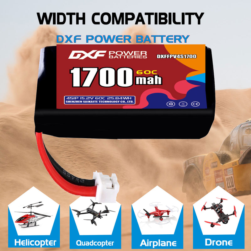 DXF 1700mAh 4S 60C 15.2V Lipo Battery Pack for FPV LiPo Battery