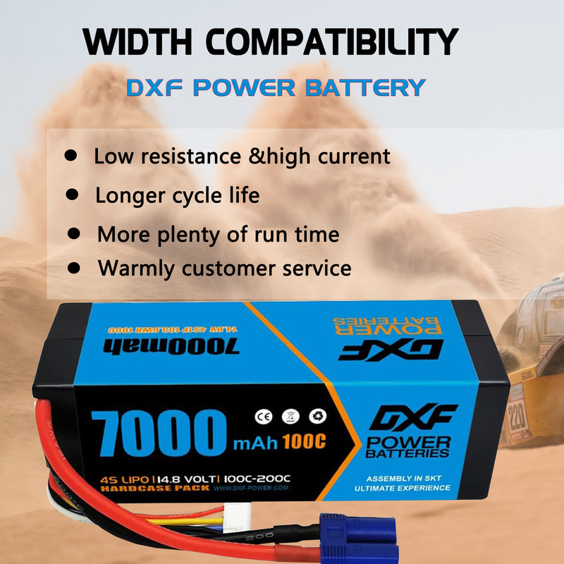 (PL)DXF Lipo Battery 4S 14.8V 7000mAh 100C/200C HardCase Lipo Battery for RC HPI HSP 1/8 1/10 Buggy RC Car Truck