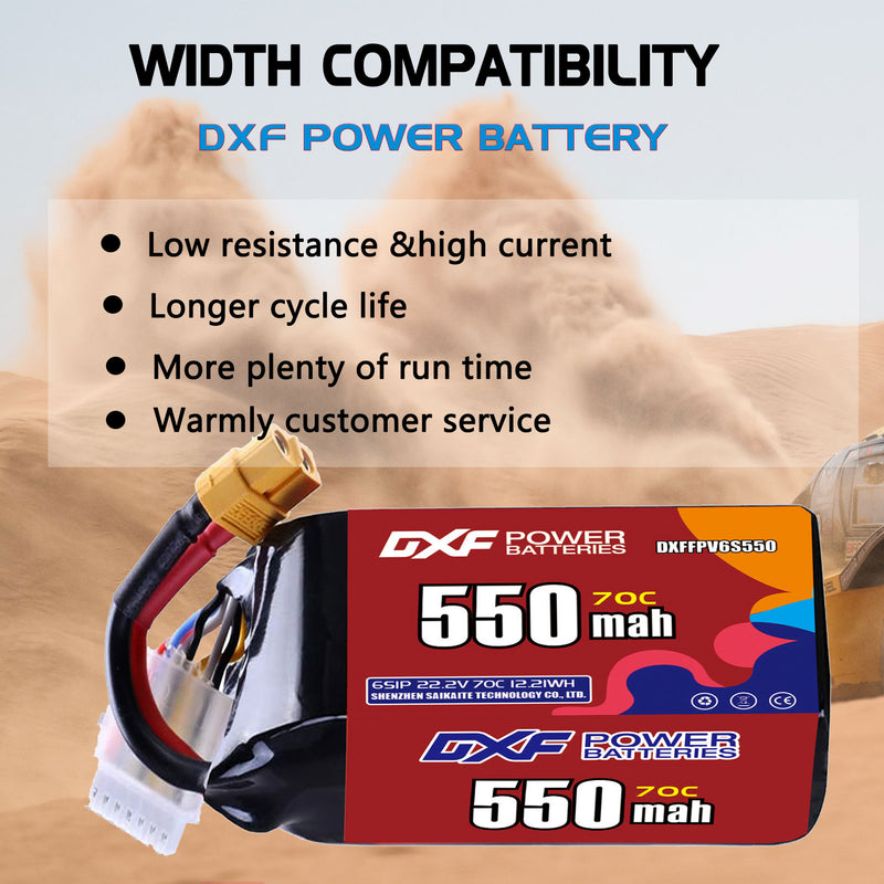 DXF 550mAh 6S 70C 22.2V Lipo Battery Pack for FPV LiPo Battery