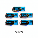 DXF 3S 11.1V 6200mAh 80C Hardcase LiPo Battery with 10AWG EC5 for 1/8 1/10 RC Cars, Trucks, Buggies (1-6 Pack Available)