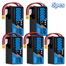 DXF SEMI-SOLID 12S 44.4V 66000mAh 10C Soft Case LiPo Battery with 8AWG Wire for Toy Cars, Boats, UAVs & Drones (1-6 Pack)