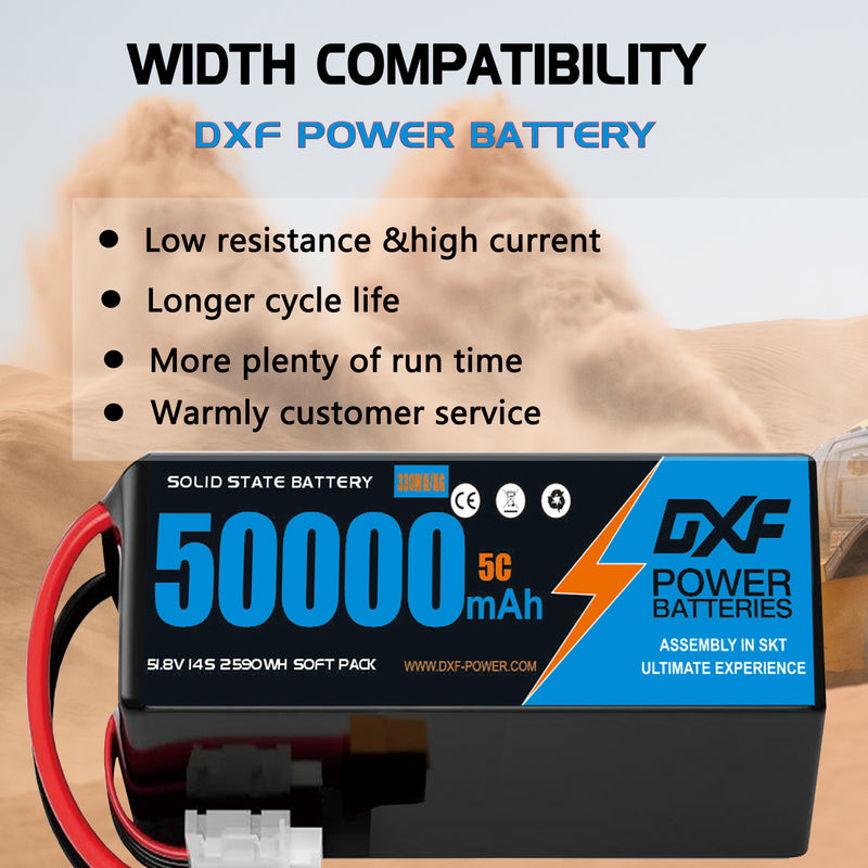 (CN)DXF 14S Lipo Battery 51.8V 10C 50000mAh Soft Case Battery  for Drone UAV FPV Car Truck Tank RC Semi solidstate Battery Racing Hobby
