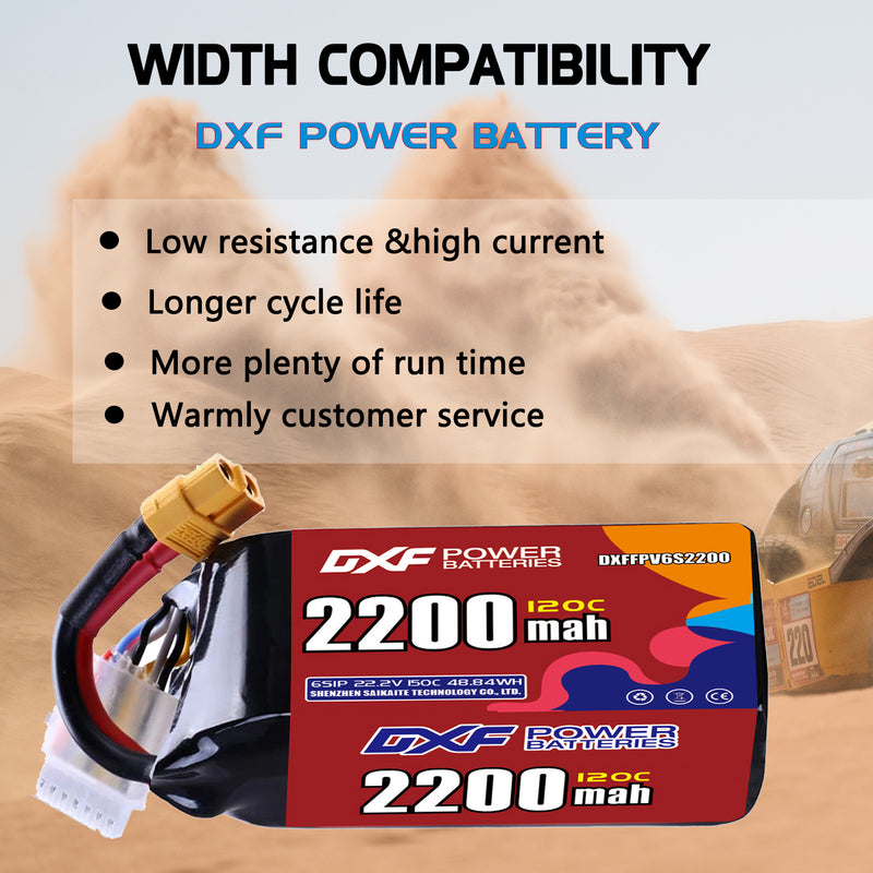 DXF 2200mAh 6S 120C 22.2V Lipo Battery Pack for FPV LiPo Battery