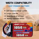 DXF 6S 22.2V 1050mAh 150C LiPo Battery for FPV Micro Drones (PH2.0 / JST / XT30 / SM / XT60 / EC5 / XT90 Options)
