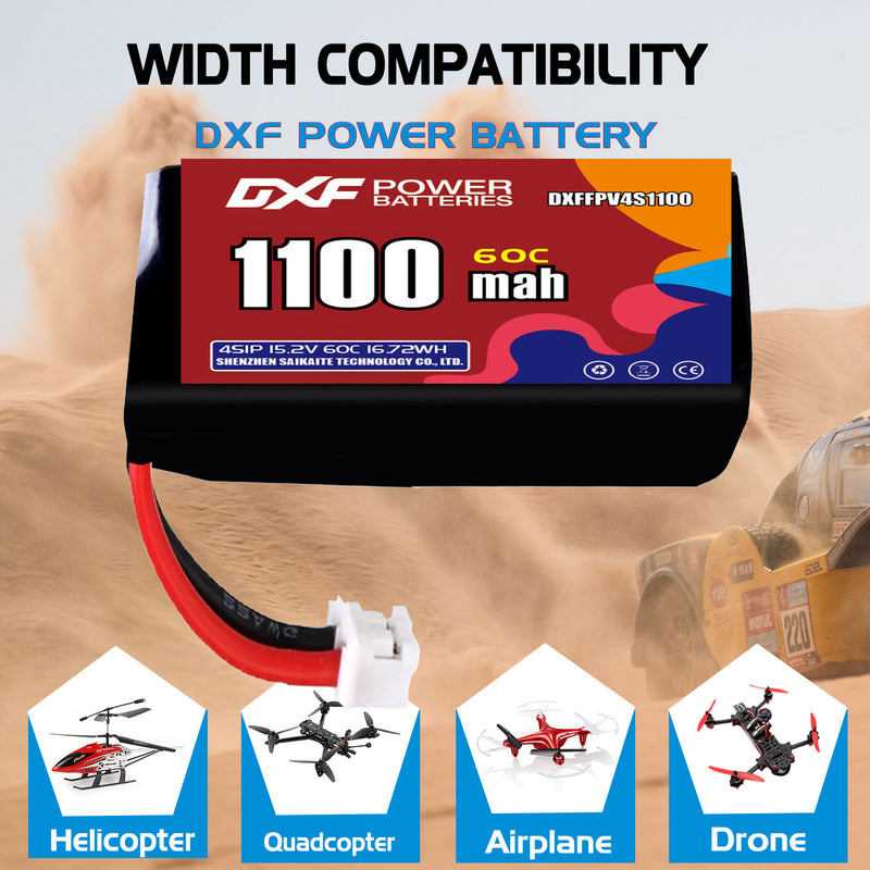 DXF 1100mAh 4S 60C 15.2V Lipo Battery Pack for FPV LiPo Battery