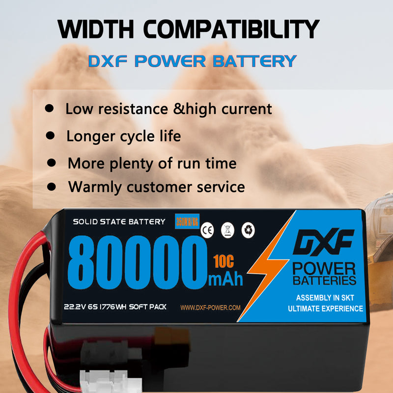 (CN)DXF 6S Lipo Battery 22.2V 10C 80000mAh Soft Case Battery  for Drone UAV FPV Car Truck Tank RC Buggy Truggy Racing Hobby Semi solidstate Battery