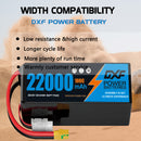 DXF LiPo Battery 6S HV 22.8V 22000mAh 100C Graphene Softcase Blue with EC5 / T / TRX / XT60 / XT90 / XT150 / Q8s Plug for RC 1/8 1/10 Buggy Truck Car Off-Road Drone
