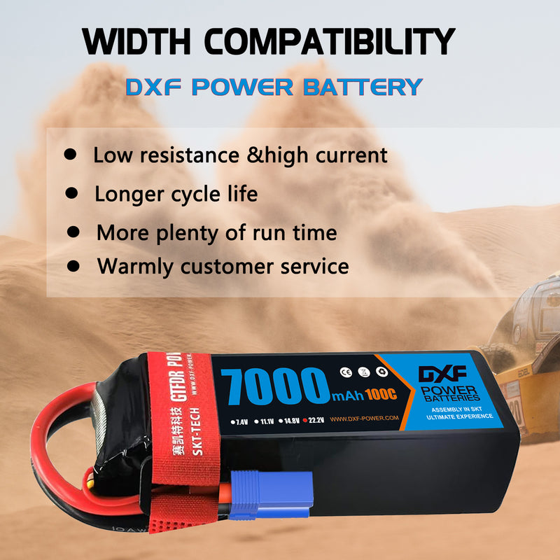 (PL)DXF 6S Lipo Battery 22.2V 100C 7000mAh Soft Case Battery with EC5 Connector for Car Truck Tank RC Buggy Truggy Racing Hobby