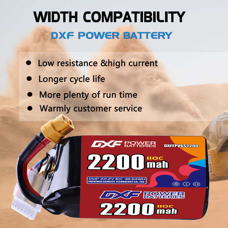 DXF 2200mAh 6S 110C 22.2V Lipo Battery Pack for FPV LiPo Battery