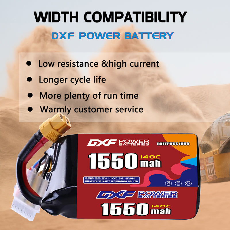 DXF 1050mAh 6S 150C 22.2V Lipo Battery Pack for FPV LiPo Battery