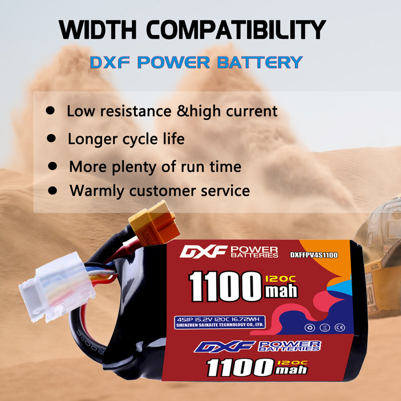 DXF 1100mAh 4S 120C 15.2V Lipo Battery Pack for FPV LiPo Battery