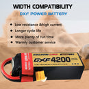 (CN)DXF 4S Lipo Battery 14.8V 150C 4200mAh Soft Case Battery with EC5 XT90 Connector for Car Truck Tank RC Buggy Truggy Racing Hobby