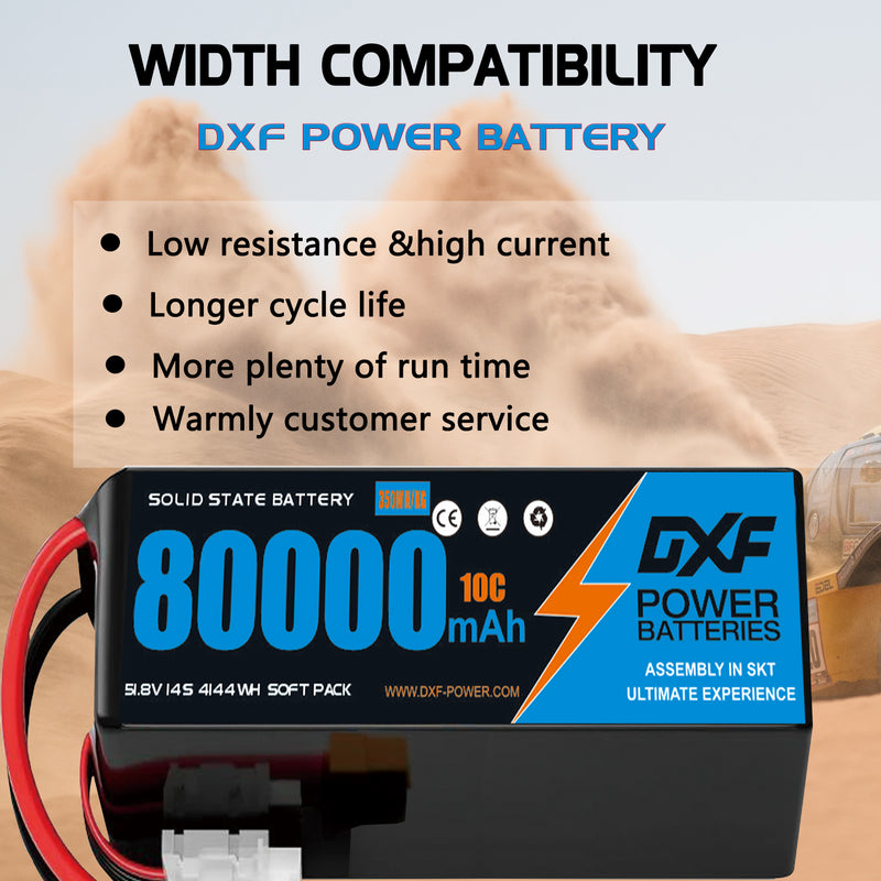(CN)DXF 14S Lipo Battery 51.8V 10C 80000mAh Soft Case Battery  for Drone UAV FPV Car Truck Tank RC Semi solidstate Battery Racing Hobby