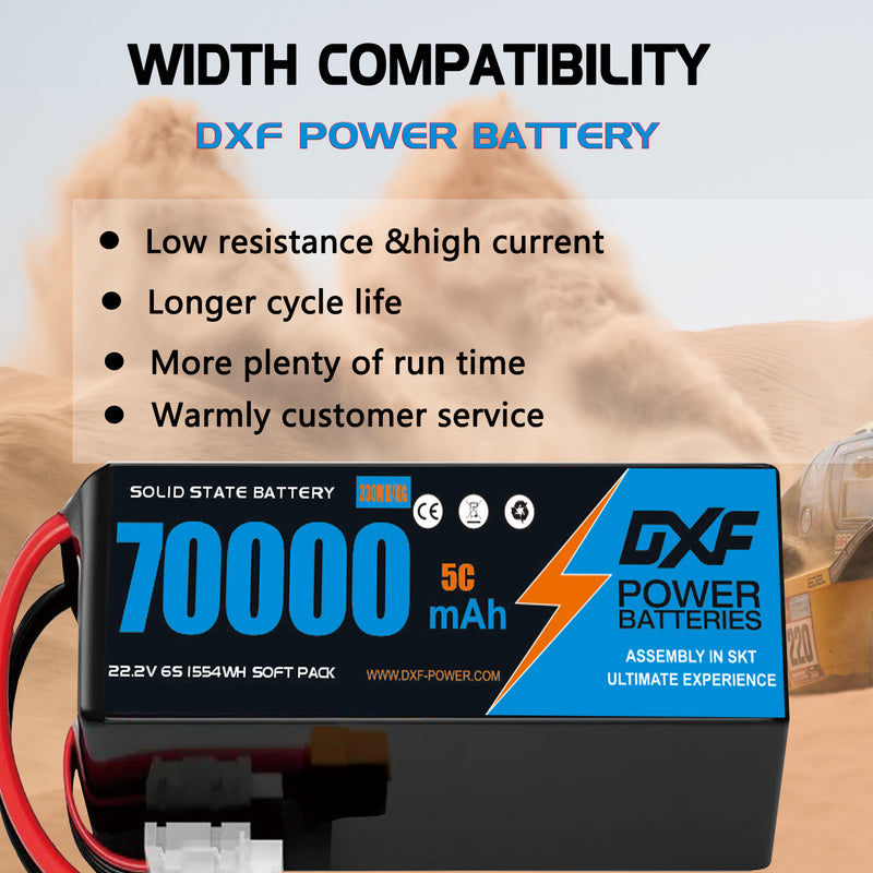 (CN)DXF 6S Lipo Battery 22.2V 10C 70000mAh Soft Case Battery  for Drone UAV FPV Car Truck Tank RC Buggy Truggy Racing Hobby